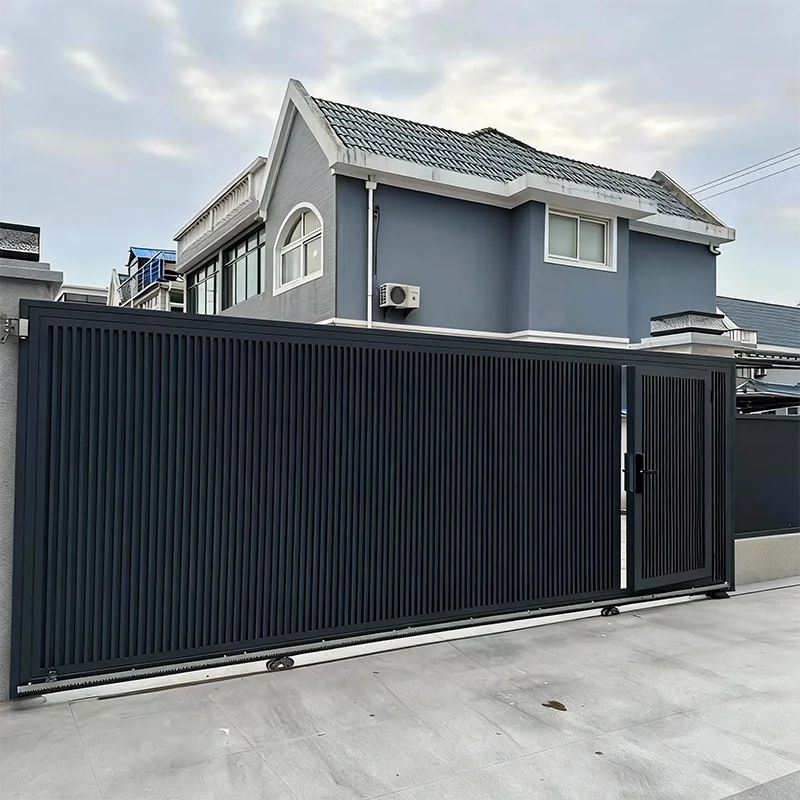 Electric Sliding Gate Closed-panel Front Entry Main Gate Aluminum Alloy Modern for Courtyard Villa Outdoor Application