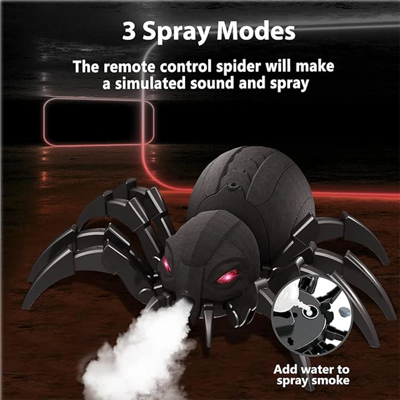 Simulation Electric Rc Spray Spider Novelty Children Toy Wireless Remote Control Light Music Animal Realistic Christmas Pet Toy