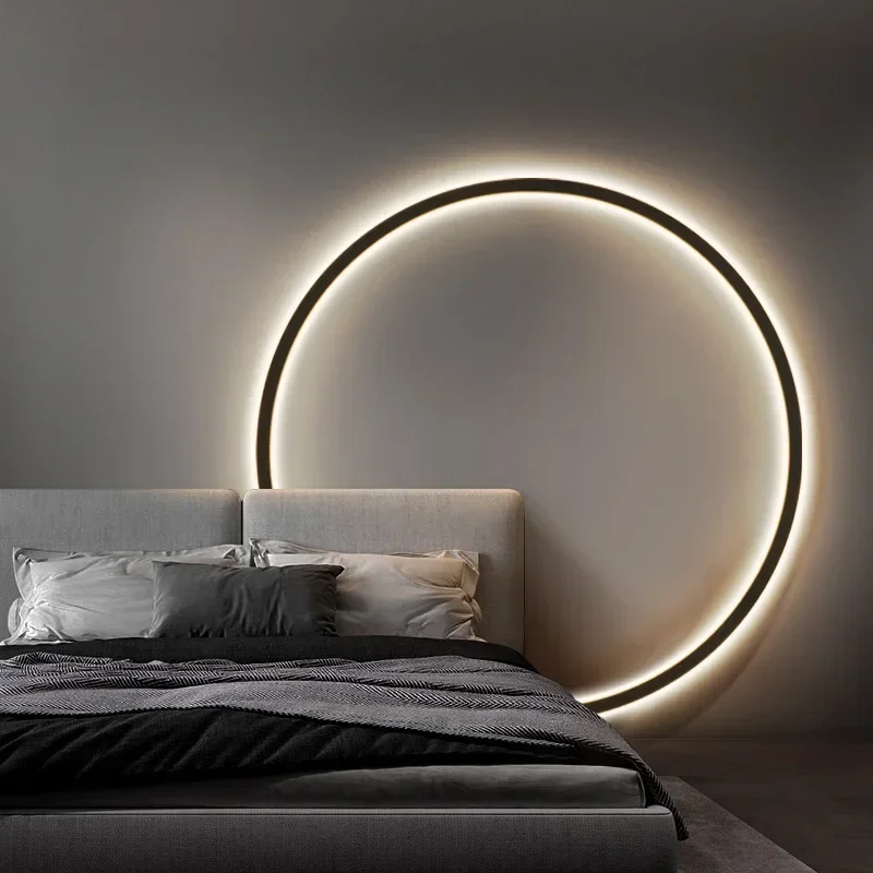 

Nordic LED Circle Wall Lamp Home Indoor Decor Background Wall Sconces Living Room Hall Hotel Wall Light Bedside Light Black Gold