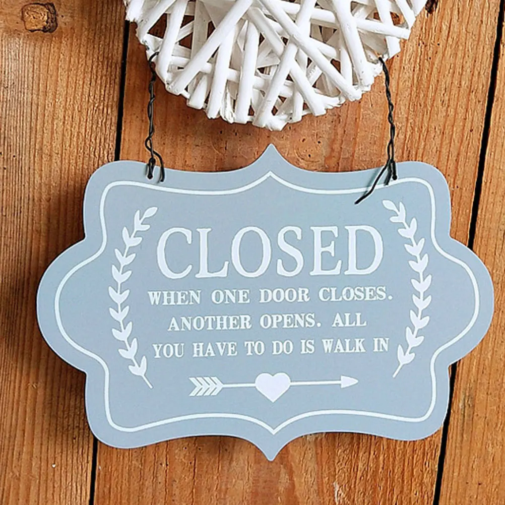 

Pull Sign for Door Decorative Doorplate Decoration Hanging Wooden Rural Grey Closed