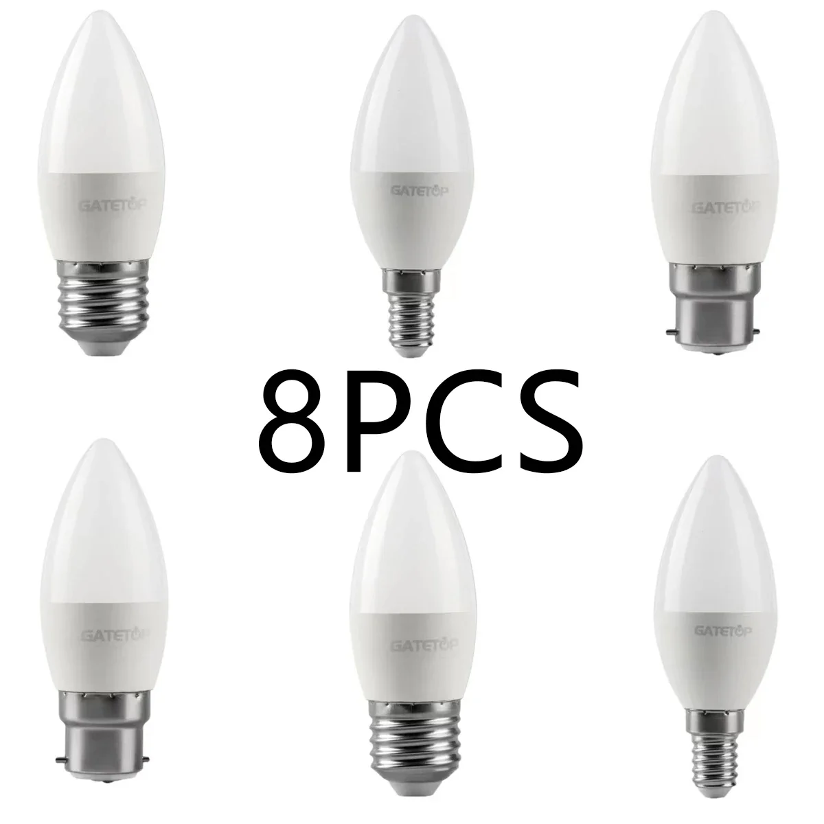 8Pcs 220V Led Bulb C37 3W-7W E27 B22 E14 Warm White Day White Cold White  Lamp For Home Decoration