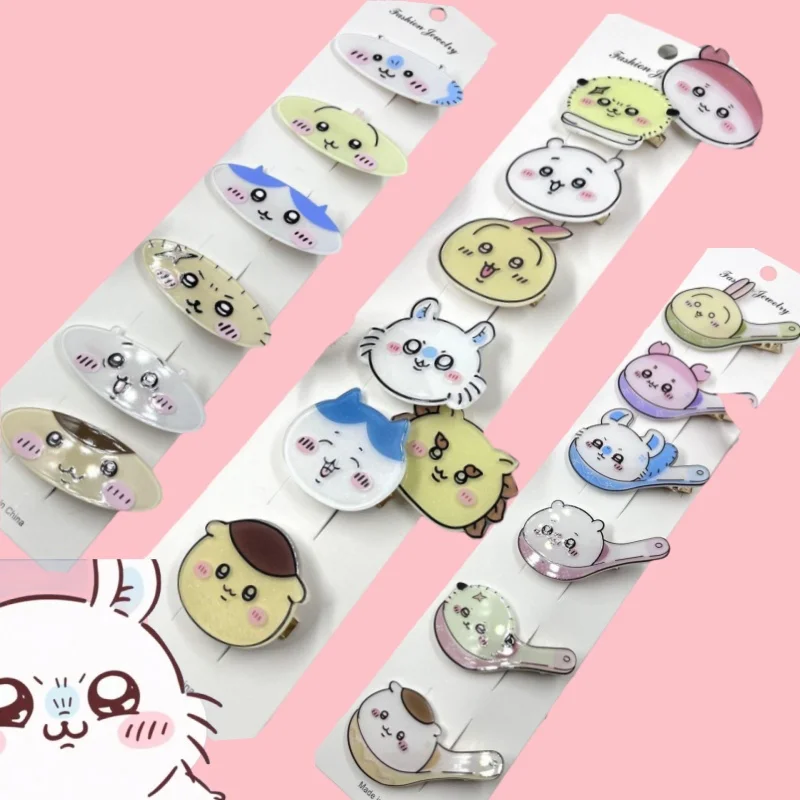 

6-8pcs/set Cartoon Girls Cute Kawaii Hairpins Kids Lovely Hair Clips Barrettes Headband ハチワレ ちいかわ Fashion Hair Accessories