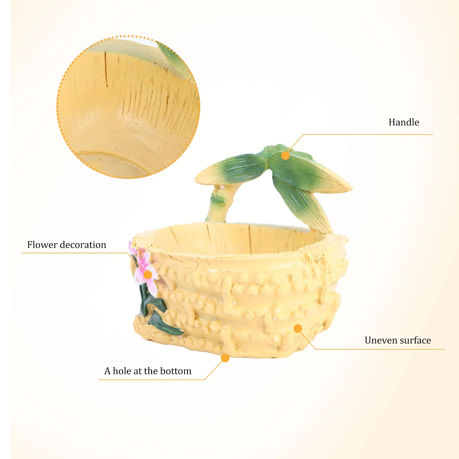 

1Pcs Retro Creative Ornament Light Brown Bamboo Root Shaped Resin Flower Pot for Succulents Indoor Garden Decorative Plant