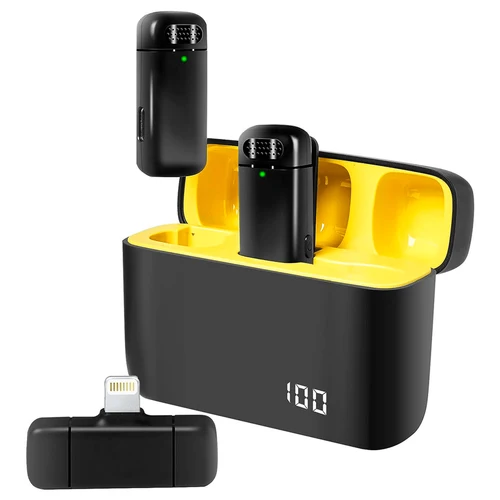 Micrófono Lavalier Inalámbrico para iPhone y Android: Mini Portátil, Reducción de Ruido con Estuche de Carga para Grabación de Audio y Vídeo