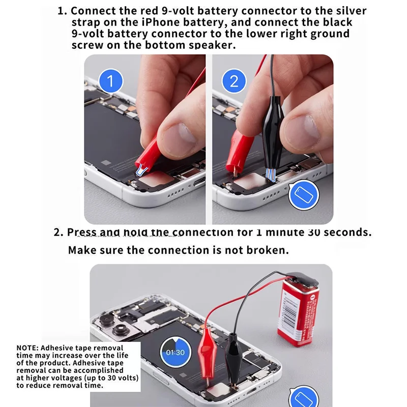 

WYLIE электролитические зажимы типа «крокодил» для IPhone 16 ~ 16 Pro Max, аккумуляторный клейкий ремешок, лента для разборки и удаления