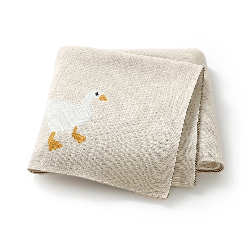 

Новые хлопковые вязаные одеяла для новорожденных мальчиков и девочек, 90*70 см, для колясок, пеленки, милые мультяшные узоры с утками, мягкие, в клетку