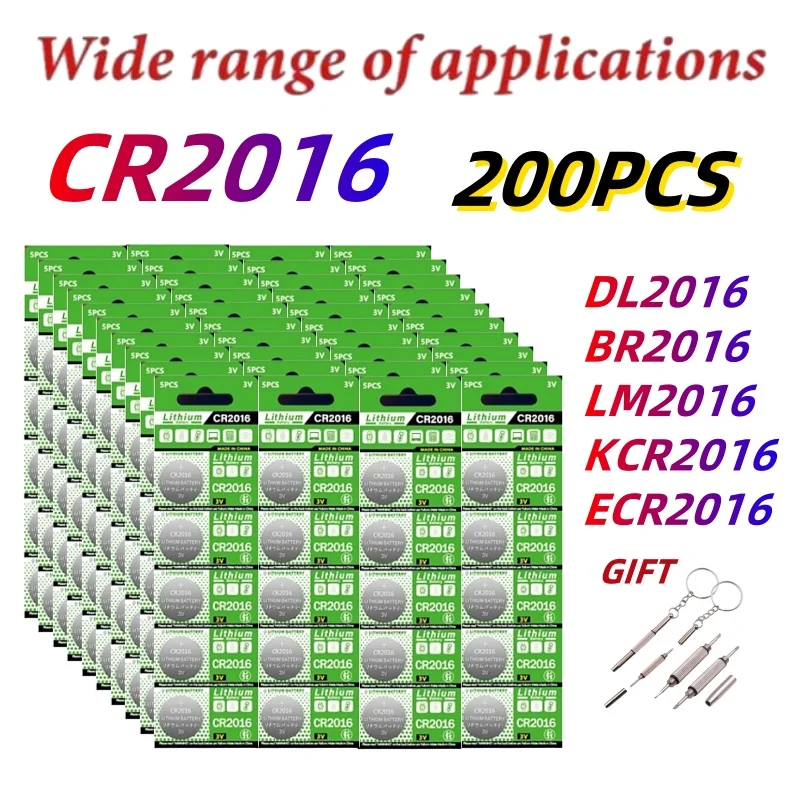 200 шт. CR2016 кнопочные батарейки DL2016 DL2016 LM2016 CR 2016 Cell Coin 3 В литиевая батарея для часов электронные игрушечные калькуляторы