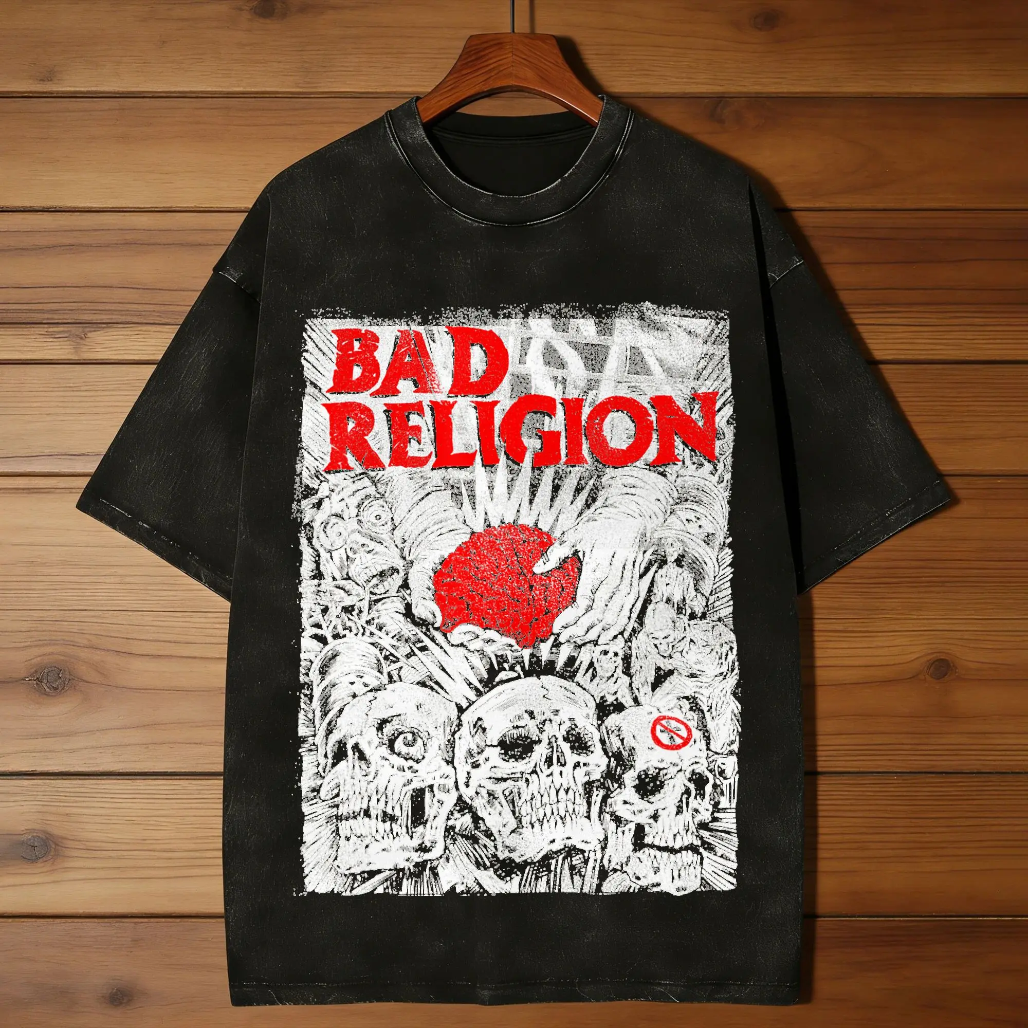 Mens T-Shirt Bad Religion Brain Surgery Washed T-Shirts Harajuku  Summer Tees Streetwear Pattern Cotton Clothes Birthday Present