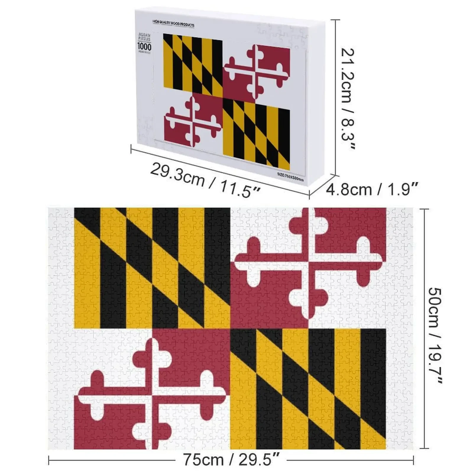أحجية الصور المقطوعة من ماريلاند برايد للبالغين، أحجية خشبية مخصصة تحمل اسم وودز للبالغين