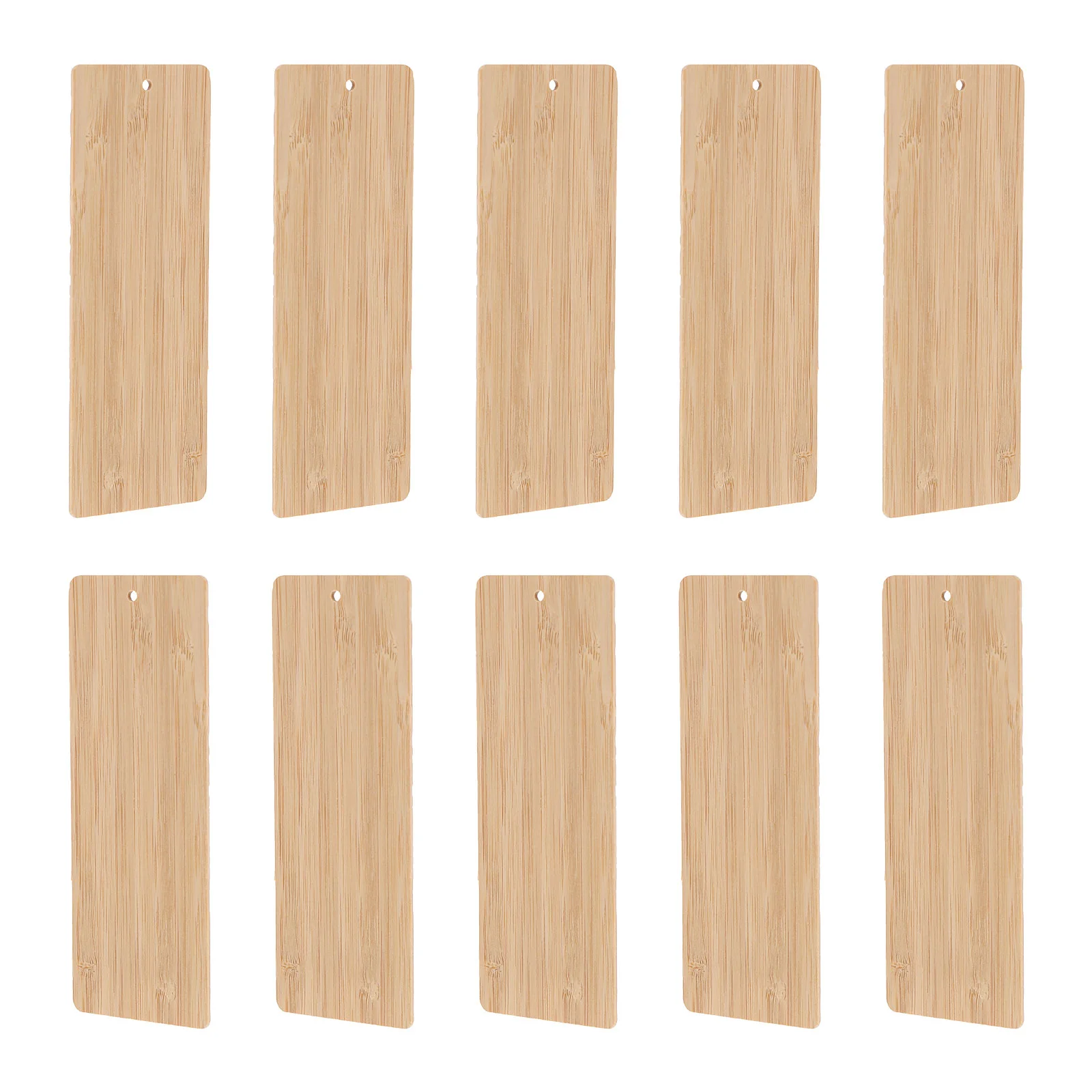 10 Pcs DIY Bamboo Wood Bookmark Blank Ornaments Wooden with Holes Craft Tag Child