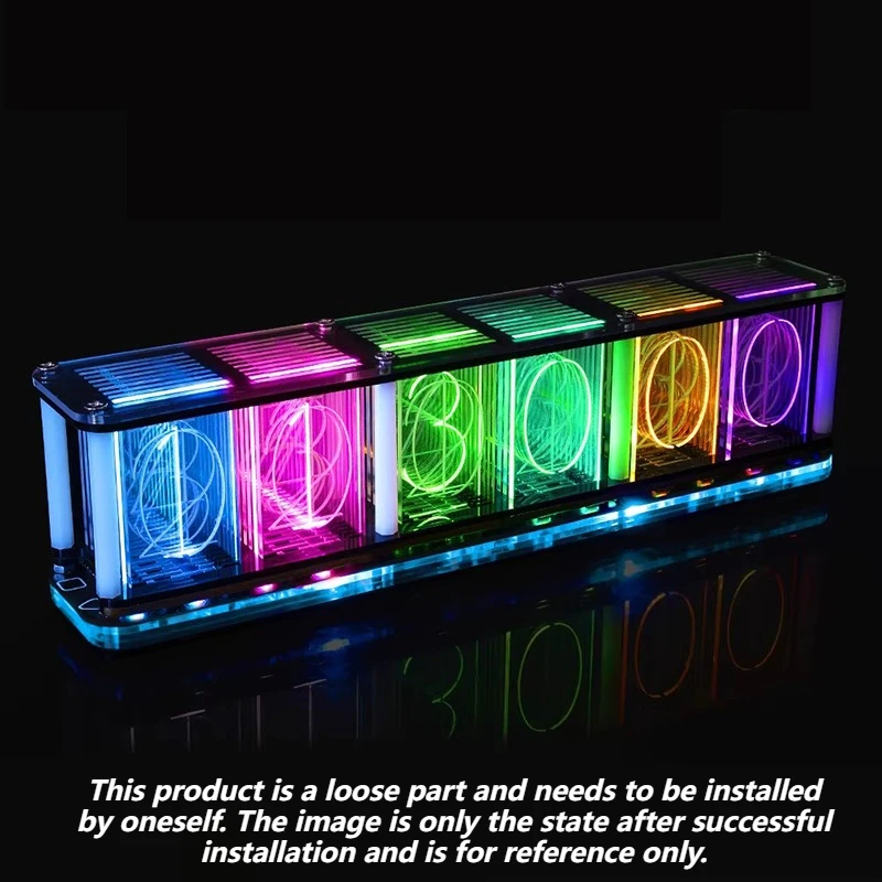 

Набор для сборки световых часов: электронные цифровые часы DIY, разборные детали, креативные ретро-часы с RGB-подсветкой, современный настольный декоративный элемент