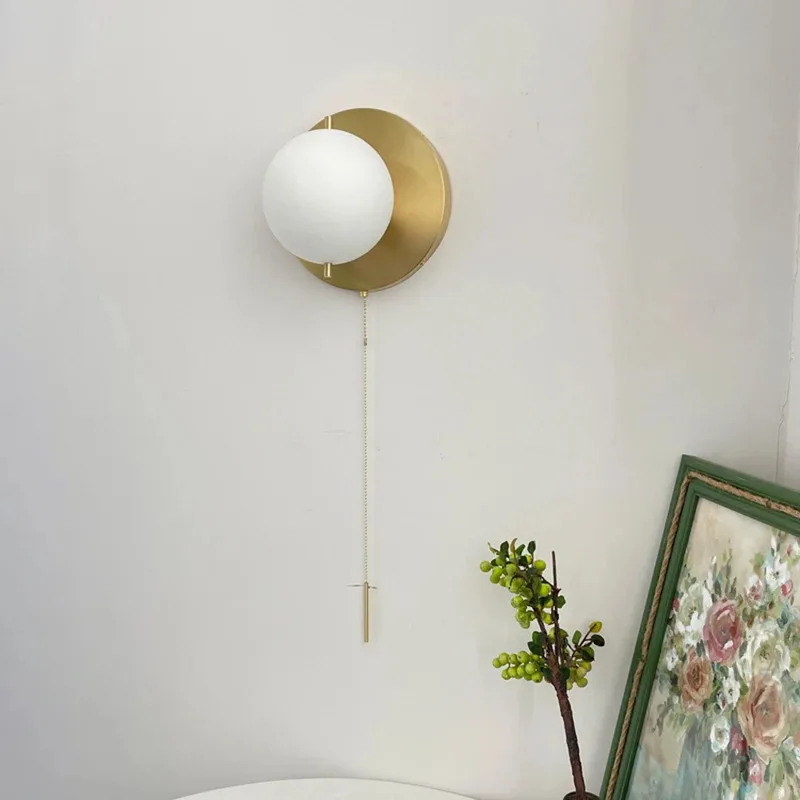Modern Golden Brass Wall Lamp Americal Beside Wall Lights Living Rooms Bedrooms Dining Rooms Indoor Decoration Wall Sconce