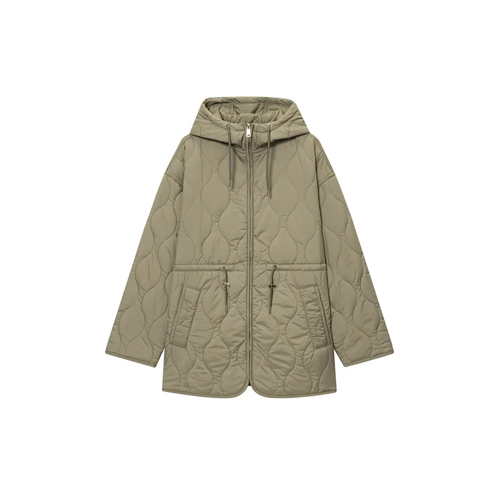 

Осенняя новая женская модная универсальная стеганая куртка с капюшоном и талией