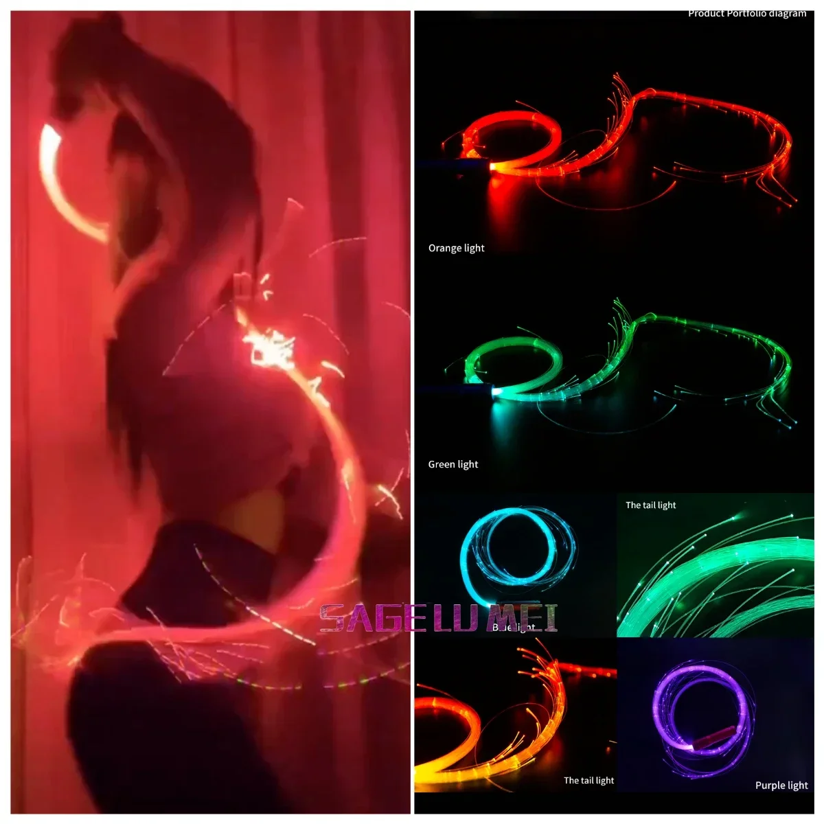 New Super Bright Disco Party Fiber Optics Whip 360° Swivel RGB Multicolor Led Glow Fiber Optic Dance Sparkle Flow Glowing Whips