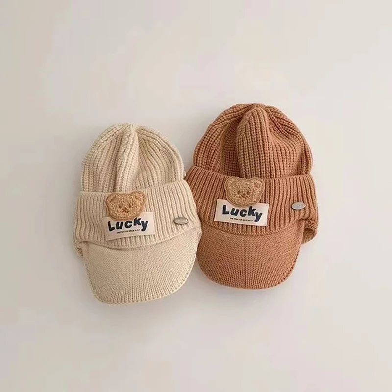 الكورية الاطفال متماسكة سدادات حماية الأذن قبعة بيسبول 4-6 سنوات الأطفال يندبروف الباردة مقاومة غطاء للأذنين قبعة شتاء دافئ الطفل قبعة صوف