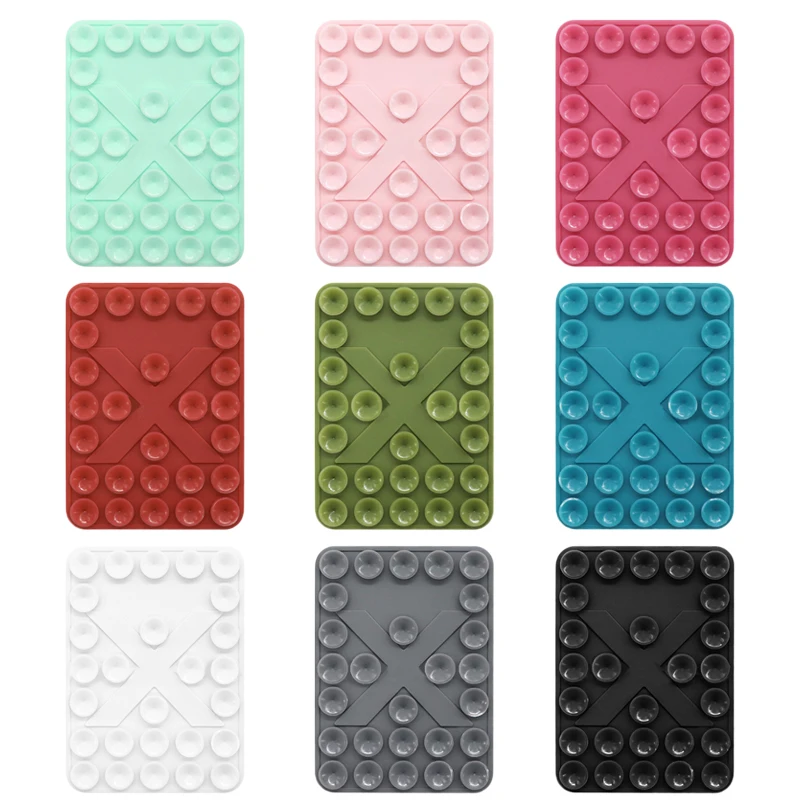 Double Suction Cup Phone Holder Detachable Silicone Back Sticky Phone Stand For Phone Fixture Selfie Video Airplane Travel Mount