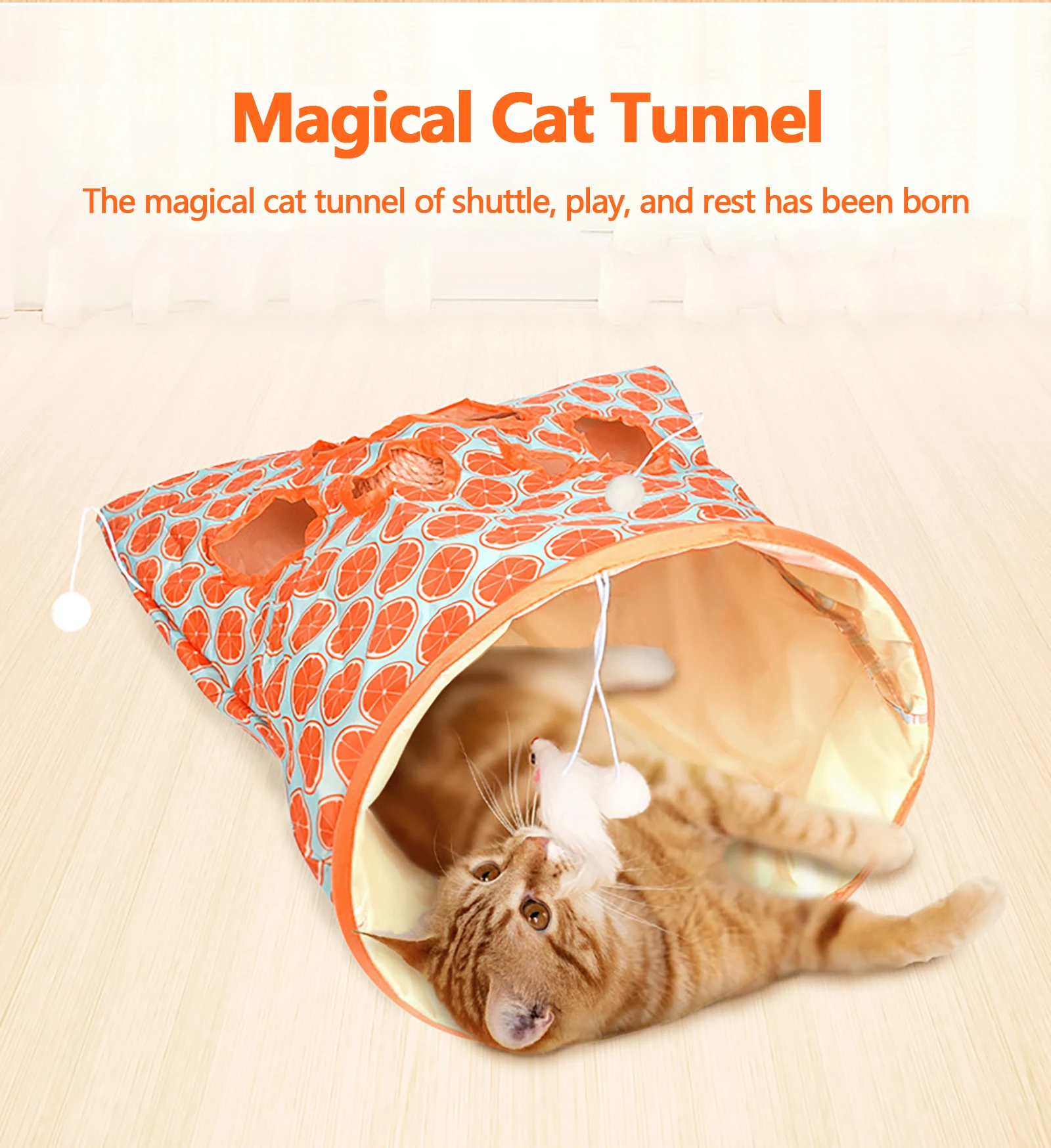 Cat Ringing Paper Tunnel Foldable Cats Fun Tunnel Toy Self-pleasure Passage Toys for Kittens and Adult Cat Pet Cats Accessories