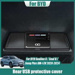 For BYD Sealion 6 Seal U Song Plus DM-i EV 2020 2024 Rear USB protective dust cover Decorative stickers Behind the armrest box