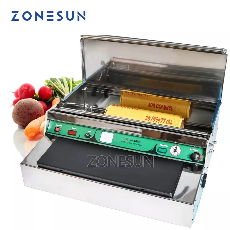 

ZONESUN Stainless steel cling film sealing machine,Food fruit vegetable fresh film wrapper, cling film sealer packaging