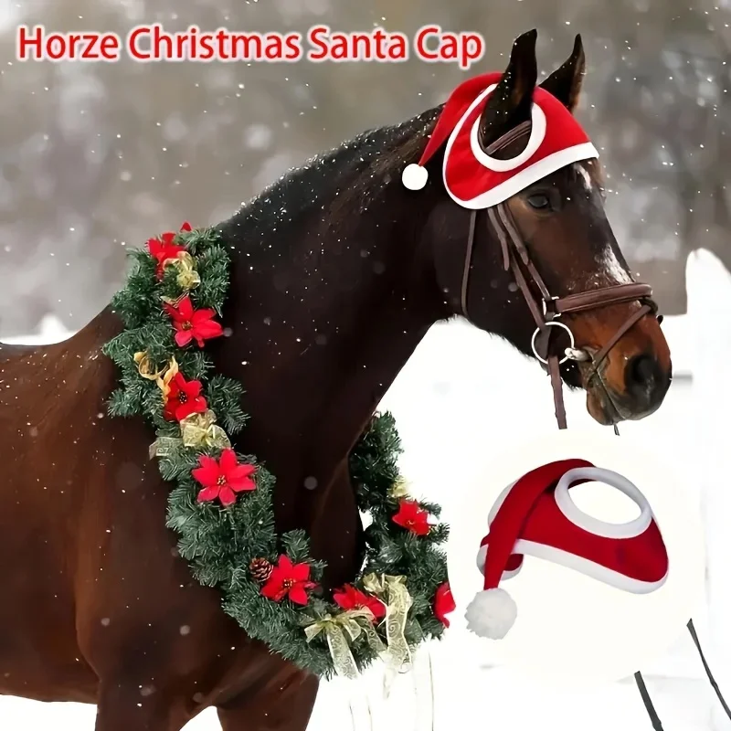 عطلة عيد الميلاد الحصان قبعة عيد الميلاد الاحتفالات الحصان الشتاء عيد الميلاد قبعة عيد الميلاد الحصان سانتا عطلة الملحقات #1