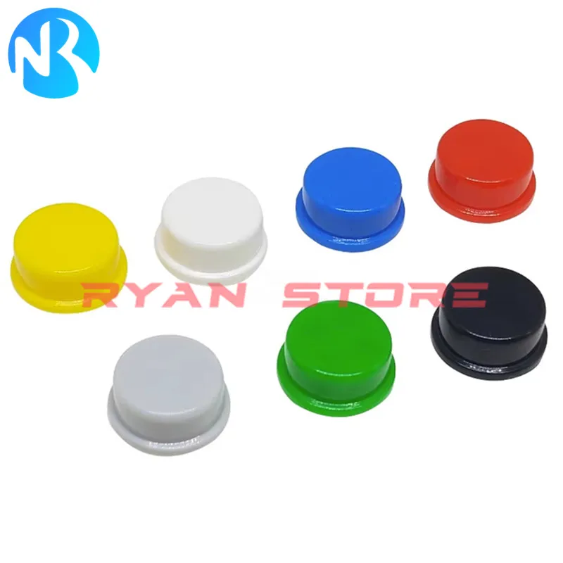 100PCS A24 Round Button Tactile Push Button Switch Cap For 12*12*7.3 Switch B3F-4055 12X12 B3F Red black white yellow green