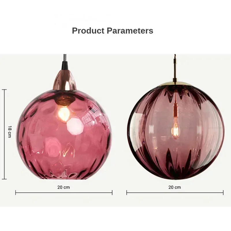 High-end Color Water Patterned Glass Ball Pendant Light Bedroom Bedside Lamp Creative Dining Living Room Bar Counter Chandelier