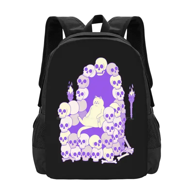 Throne Of Skulls Hot Sale Schoolbag Backpack Fashion Bags Skull Throne Skeleton Bones Pets Halloween Spooky Horror Obinsun