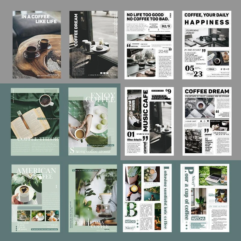 Mr. Paper 4 styles 20pcs/pack coffee magazine theme cut film sticker book DIY handbook material decoration