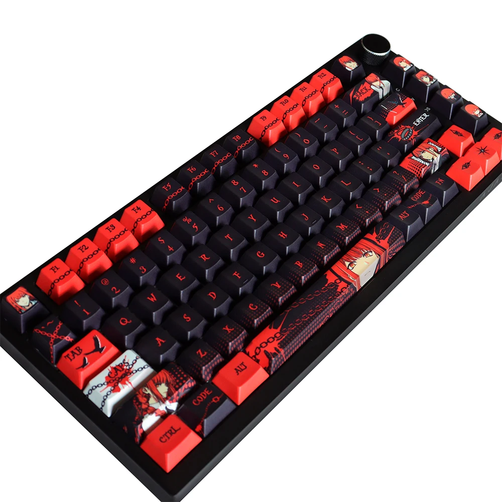 Carton Maki-ma Theme Cherry Profile Keycaps PBT Material 129 Keys Dye-Sublimation Keycaps for61/104Mx Switch Mechanical Keyboard