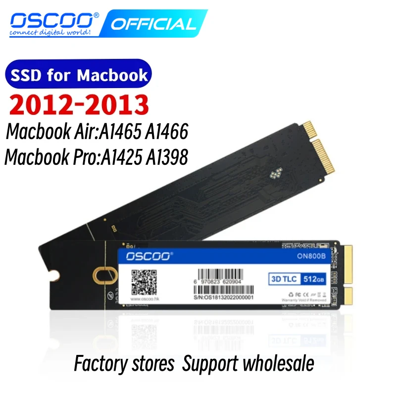 OSCOO 128GB 256GB 512GB 1TB SSD For MacBook Air A1465 A1466 Mid2012 Mac Solid State Drive