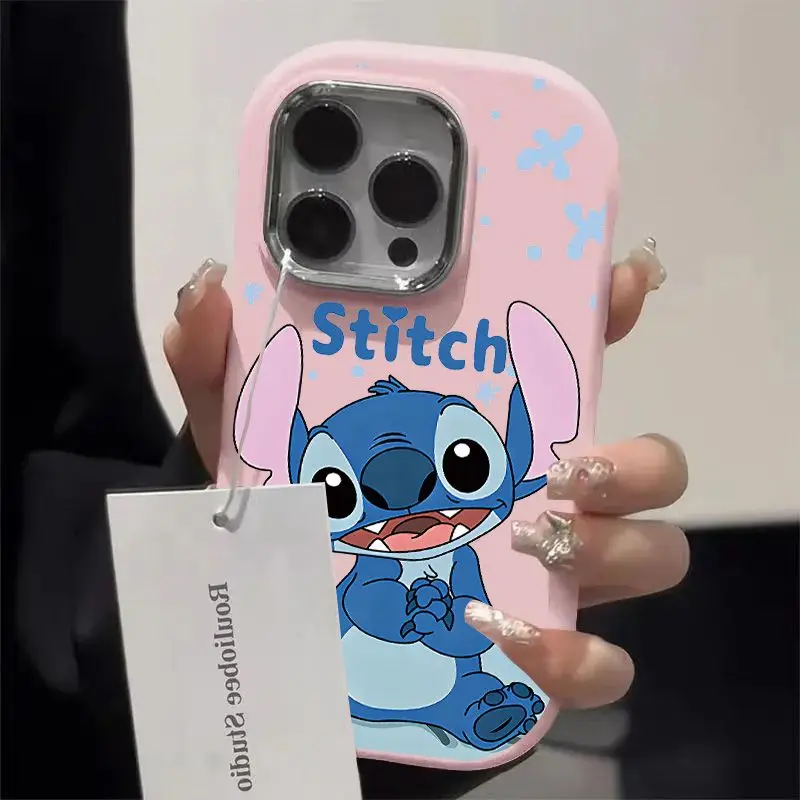 Cute Pink Stitch Couple Phone Case For iPhone 16 15 14 13 12 11 Pro Max XR XS 7 8 Plus Cartoon Soft Silicone Shockproof Cover