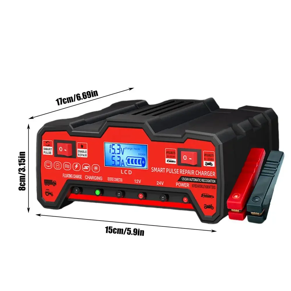 

Pulse Repair Battery Charger 12V/24V Fully Automatic Battery Charger 5-Segment Smart Car Battery Charger Automotive Intelligent