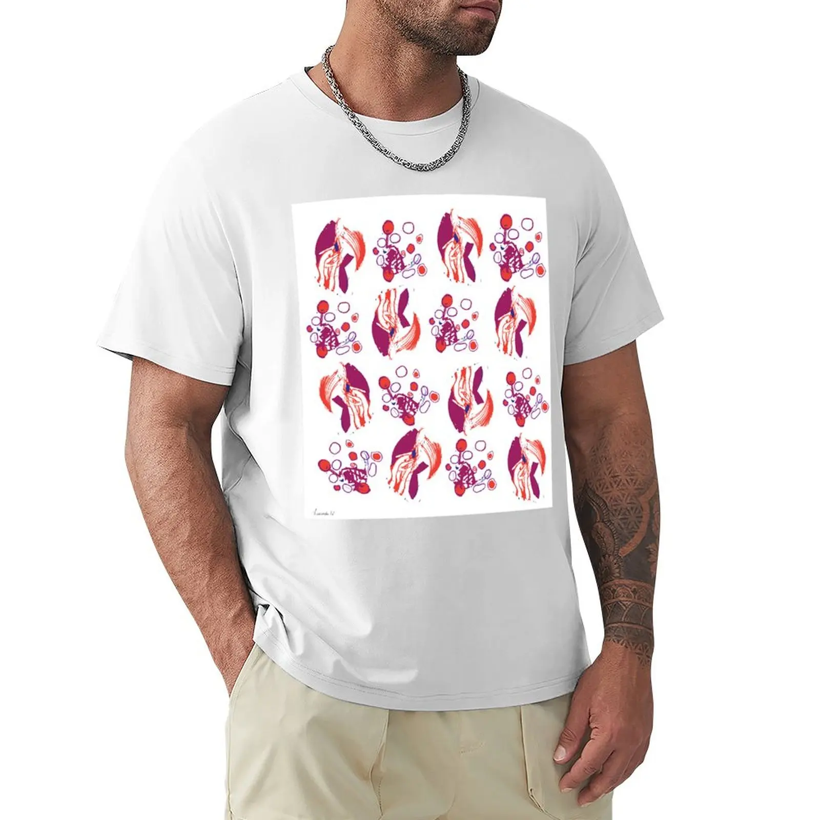 Repeated ink pattern (digitized) T-Shirt customs boys whites sports fans mens t shirts pack