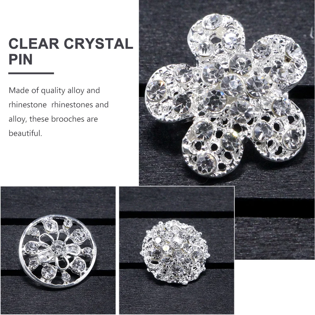 

24pcs Clear Crystal Brooch Rhinestone Pin Corsage Boutonniere Dress Jewelry Party Bridal Sashes Hair Wedding Gift