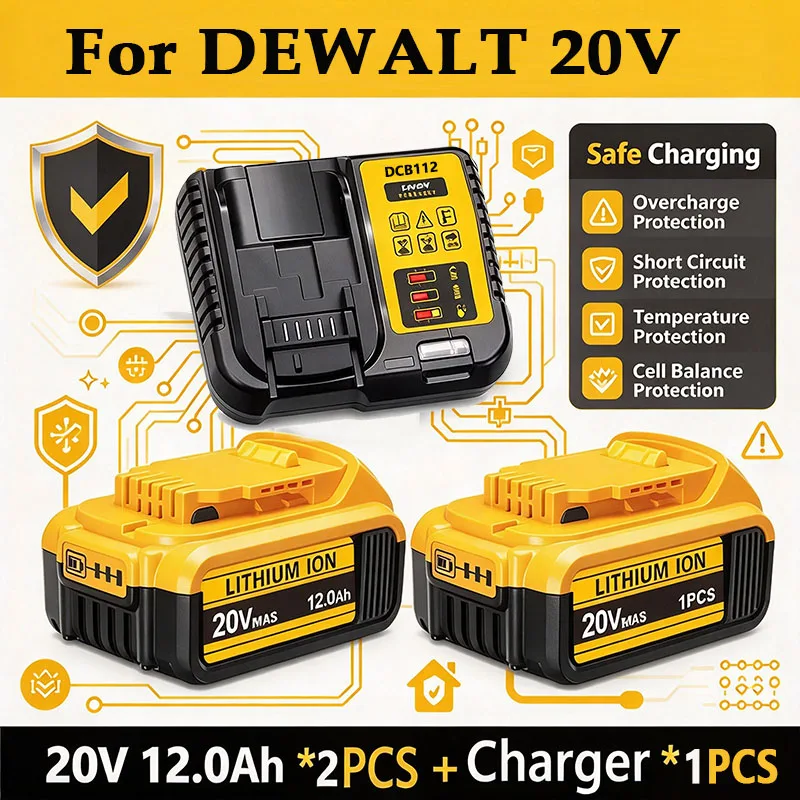 ·20V for DeWalt  Lithium Ion Batteries  3Ah-12Ah for dewalt battery  Replacement DCB206 DCB205 DCB204 DCB200 Power Tools