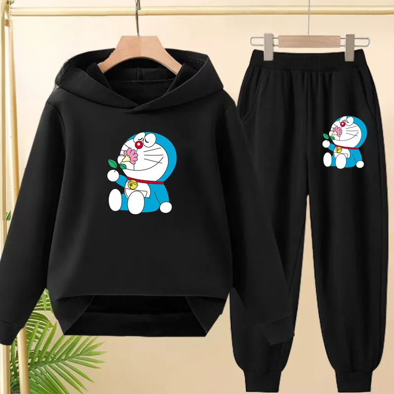 

Autumn Winter 2 Piece Set Boy Girl Cartoon Cat Anime Hoodie Trousers Pullover Cute Hooded Sportswear Children Outerwear 3-12 Age