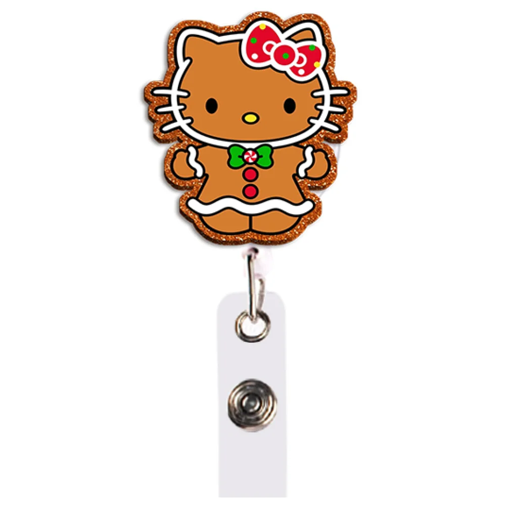 S Cat Color Glitter Acrylic Reel Clip Badge Reel Retractable with Alligator Swivel Clip PVC ID Badge Holder for Nurse Doctor Gif - view 3