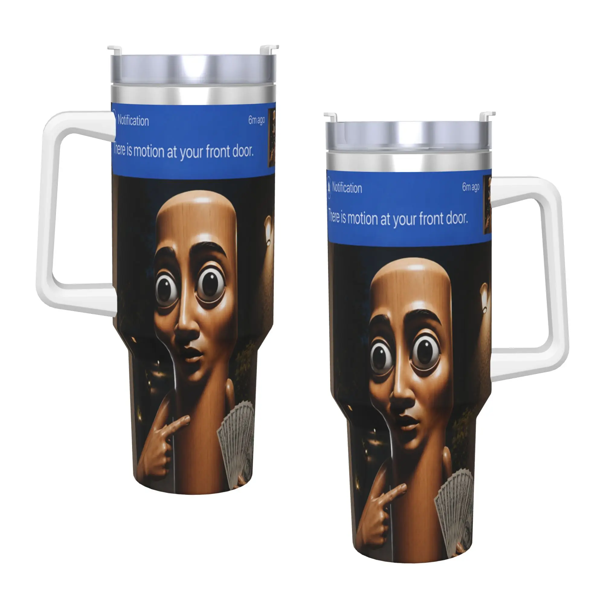 There is Motion at Your Front Tung Tung Tung Sahur Money Stainless Steel Tumbler Camping Thermal Mug With Straws 40oz Mugs Cup