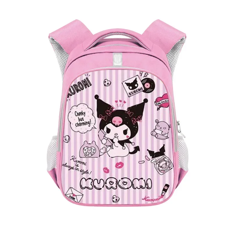 

New Sanrio Kuromi Cartoon Print Student Backpack with Reflective Strips Pink Women's Polyester Backpack Sanrio Backpack