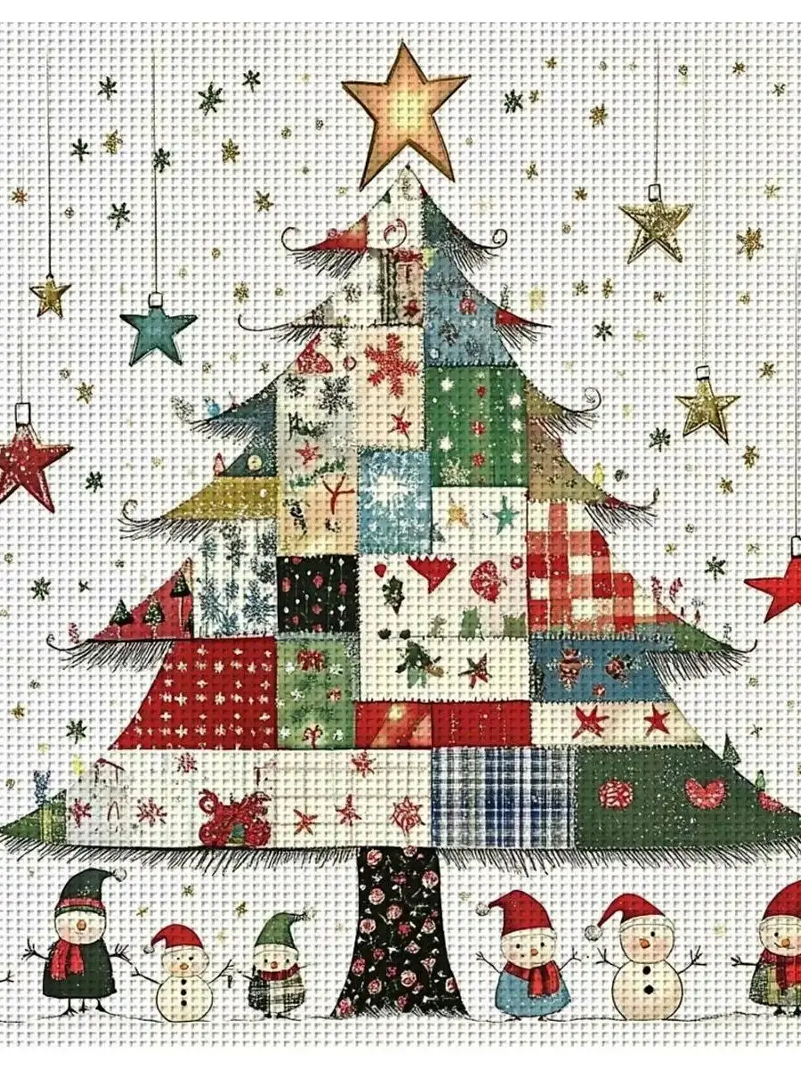 1 Stück 40x40 cm/15,74 Zoll Weihnachtsbaum Gestempeltes Kreuzstich-Set DIY-Kit 11CT/14CT DIY-Stickset DIY-Kreuzstich-Set – Detail 1