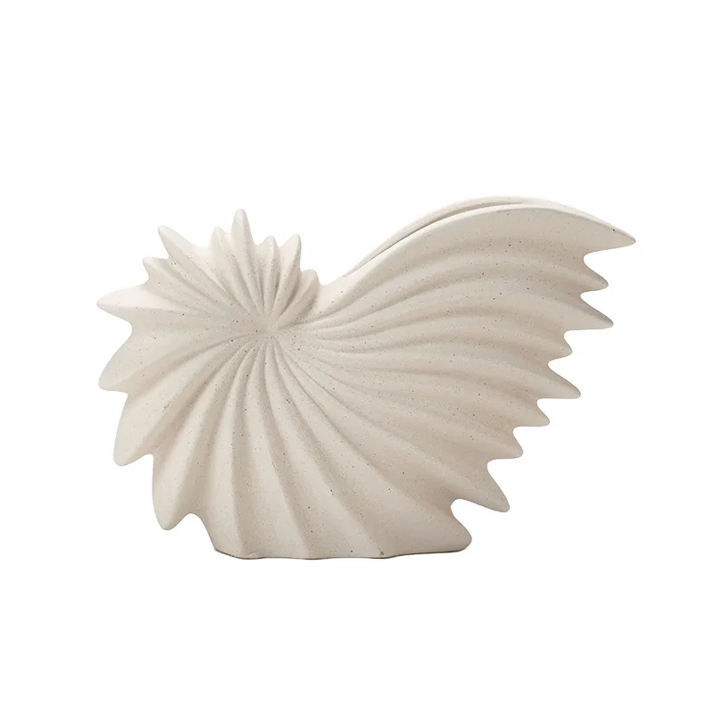 Ceramic Vase Conch Shell Bivalve Shell Flower Vase Floral Accessory Ceramic Handicraft Vases Home Decoration Accessories