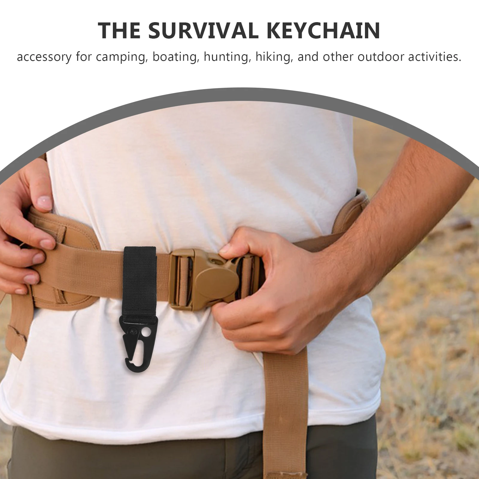 

2pcs Buckle Survival Keychain Black Carabiner Belt Fire Starter Outdoor Hanging Camping