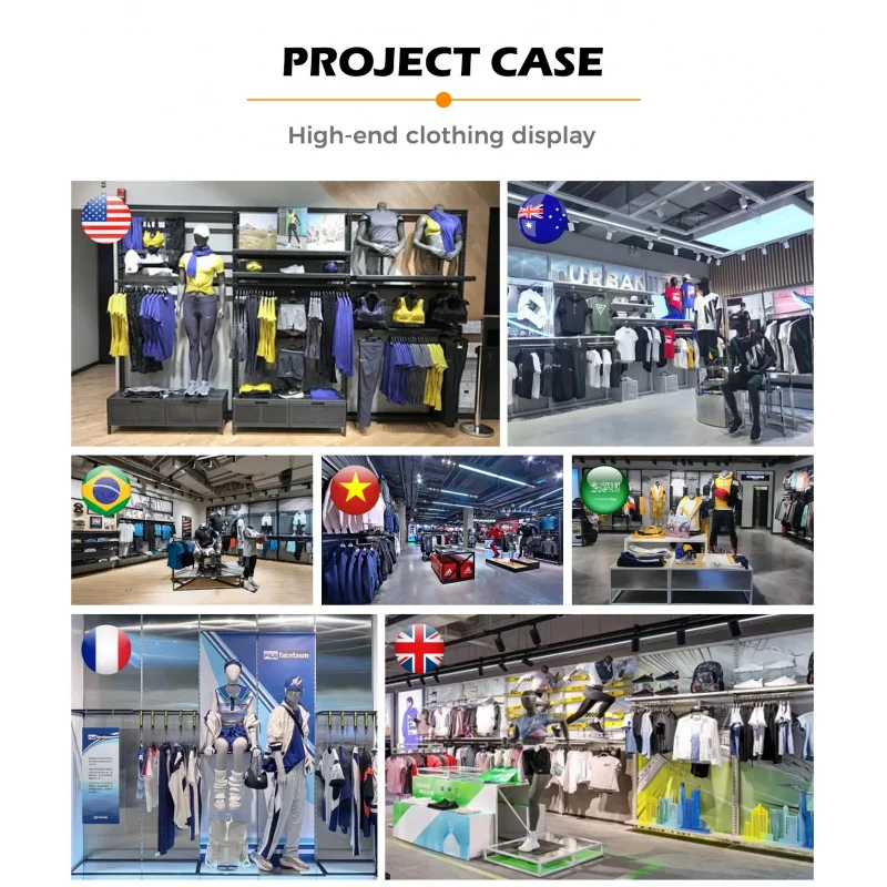 custom.Dy Sports Store Clothing Display One-stop Solution Supplier Stores Interior Showroom Customized Design Sports Clothin