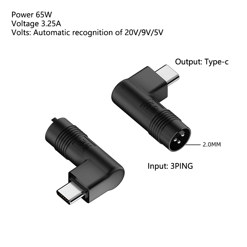 100w 3pin To Type-C Adapter 5A Automatic Identification 20V/9V/5V Convertor Accessories For PC Laptop Desktop Notebook