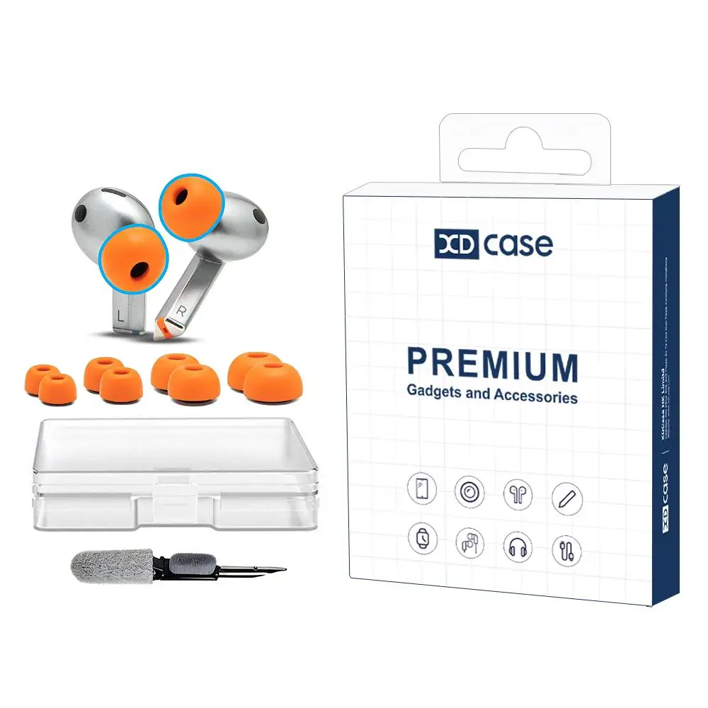 For Galaxy Buds3 Pro / Buds4 Pro XDcase 4 Pairs Replacement Memory Foam Ear Tips Kit, XS/S/M/L Size, Cleaning Brush Color Random