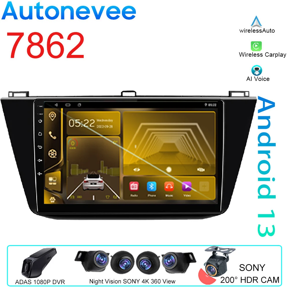 

Car Video Carplay For Volkswagen Tiguan 2 Mk 2016 - 2022 Android Auto Radio GPS Navigation Multimedia Player 4G BT No 2din DVD