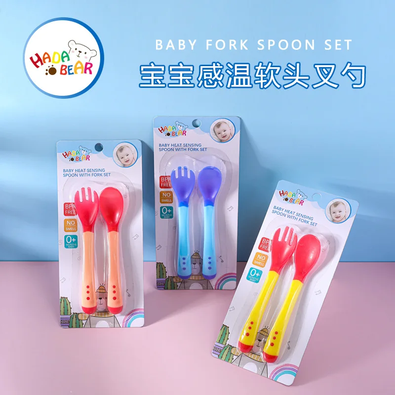 Baby Temperature Sensitive Color Changing Spoon, Anti Scalding Tableware, Baby Complementary Feeding Set