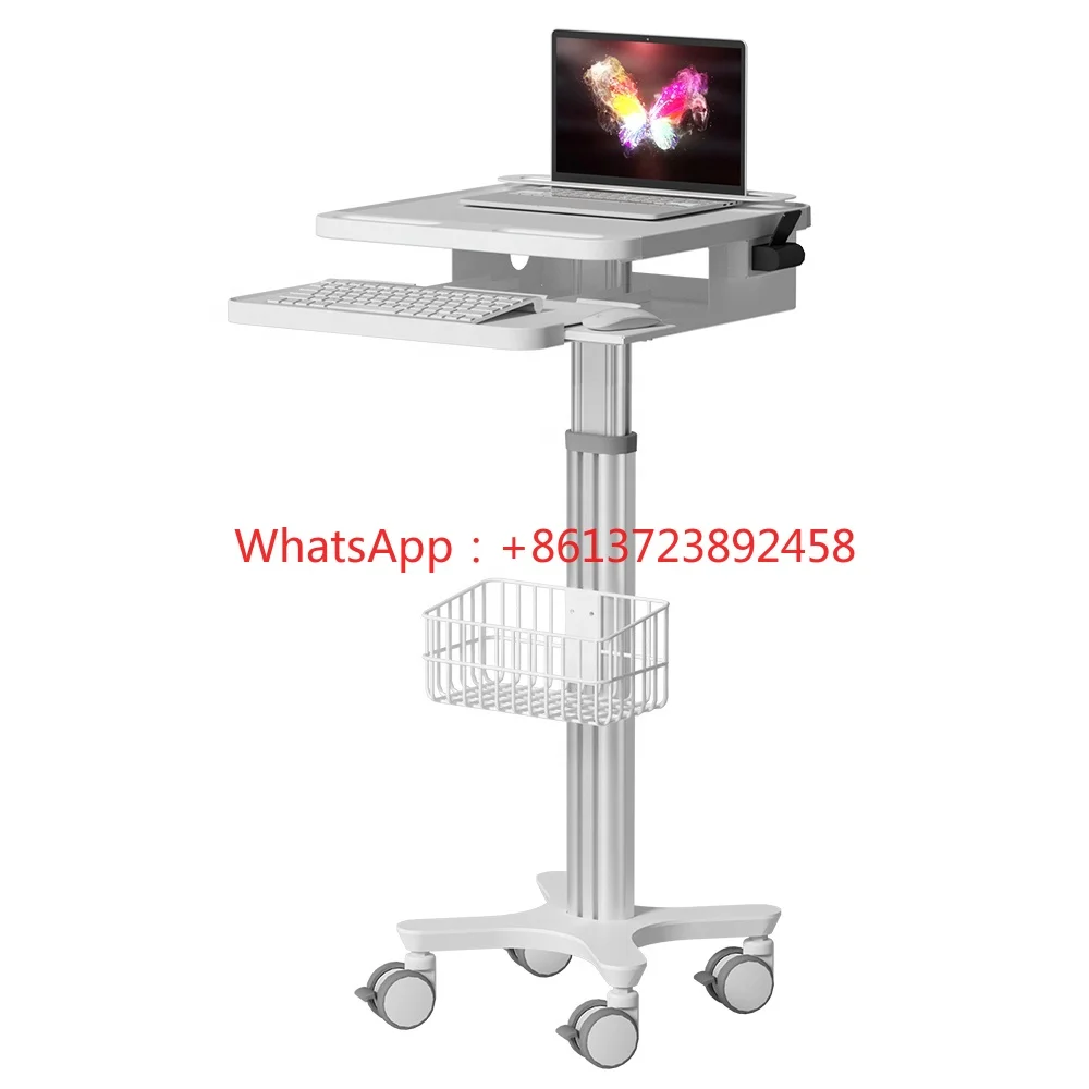 

ABS Medical Check RV Mobile Cart Plastic Workstation Adjustable Pneumatic Type Medical Trolley Cart with Basket Hospital Office