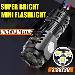 New Ultra Powerful Flashlight 3 Core LED Mini Tactical Flashlight USB Rechargeable High Power LED Torch With Magnet Hand Lamp