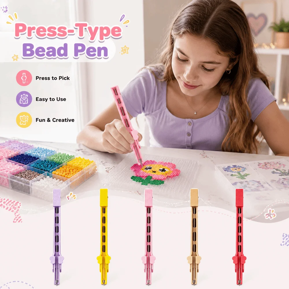 Handheld Storable Bead Pen Efficient Jam-Free Press-Type Bead Pen Time-Saving 2.6mm Automatic Bead Dispenser Beading Project